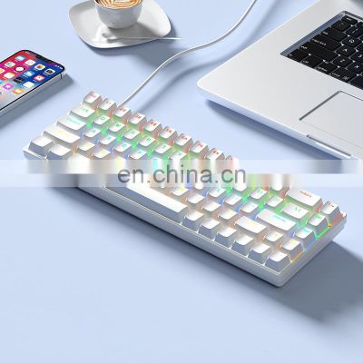 low price Mechanical Desktop diy Custom wireless electronics rechargeable notebook pc 68 key wired mini backlit gaming keyboard