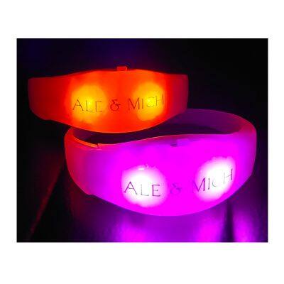 Voice Control Sound Activated LED Wristband Custom LOGO Glow Flashing Bangle