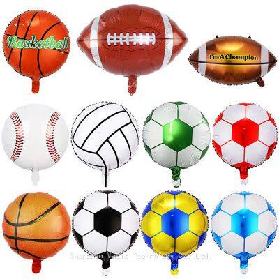 Hot Selling 18-Inch Rugby & Volleyball Foil Balloons - for Boys' Sports Party Decorations