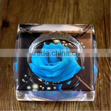 3d laser color crystal glass ashtray with different sizes