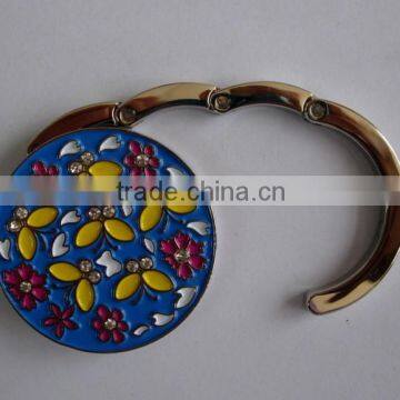 Custom Zinc Alloy Round Metal Foldable Table Flower Handbag Hanger