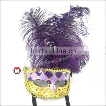 New original party rubber mask peacock feather flower Rhinestone mask