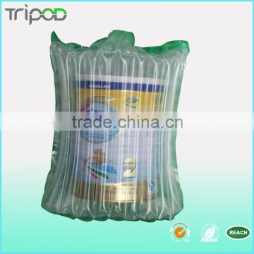 SGS verified transparent shockproof protective air packaging material air bag for milk powder can transportation