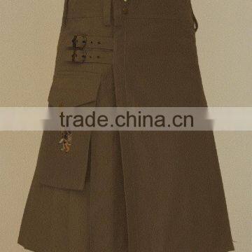 Men's Brown Utility Fashion Kilt Made Of Fine Quality Brushed Cotton Cloth