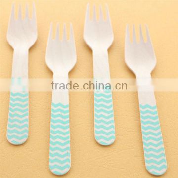 Chevron Small Wooden Forks Wooden Cutlery in Rainbow Colors