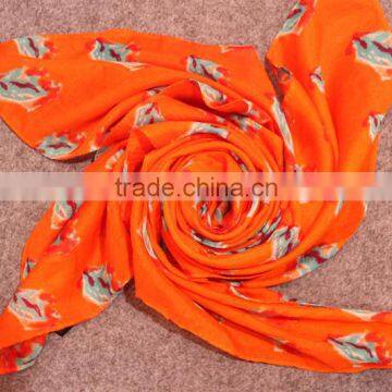 Fashionable voile flower printed square scarf shawl hijab arab scarf