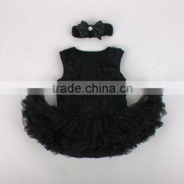 wholesale plain black baby girls pettiskirt set bouttoddlers & infant ruffle petti rompers newborn boutique clothing set