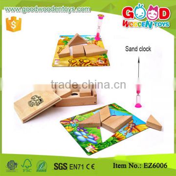 Stocked Beechwood Tangram Puzzle Wooden Classic Toy for baby with guide books