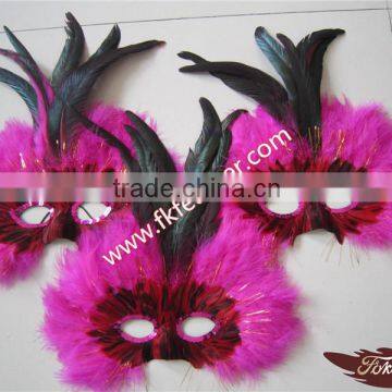 Bachelorette Party Supplies Rose Red Turkey Feather Mardi Gras Mask
