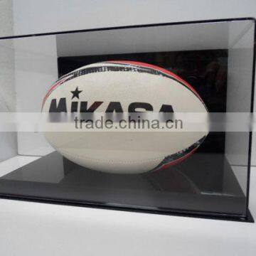 Customized Rugby Ball Display Case Full Size Acrylic With Black Acrylic Base photo-2