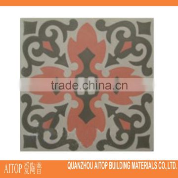 Vintage flower design brick floor tile cement handmade 20x20cm deep color grade 3A best cement tile china wholesale cement tiles