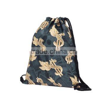 High Quality 3D Full Color Printed Image Drawstring Bag Pattern