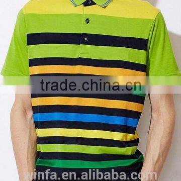 2014 fashion style men stripe color combination polo shirt