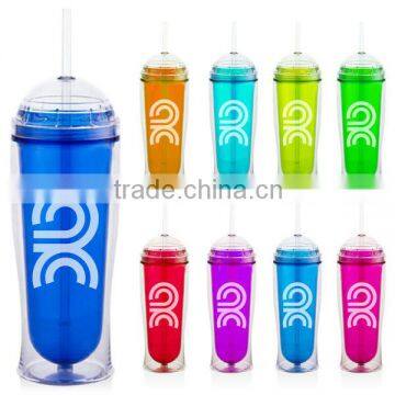 High quality 480ml/16oz arc shaped double wall tumbler with straw