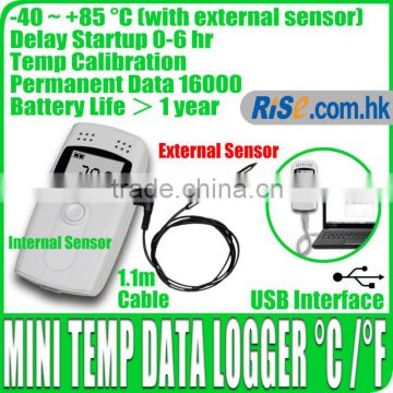 USB Internal External Sensor Temperature Data logger Datalogger Temp Recorder