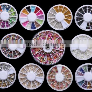 Various Gems 3D Crystal Nail Art UV Gel Art Sticker Decoration Tips Kits Wheels