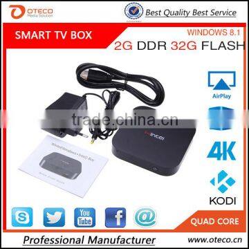 New TV Box Windows10 OS and rooted Android 4.4.4 Dual system MINI PC Intel Quad Core CPU 2G+32G Wintel TV Box multimedia player