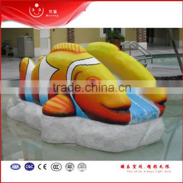 fiberglass colorful fish slide for summer kids pool play