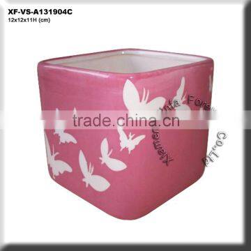 decal mini ceramic square vase