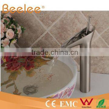 Brushed Nickle Single Lever Handle Cold and Hot Water Vessel Faucet