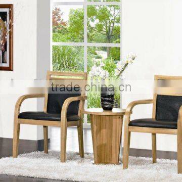 Walnut hotel wooden leisure armchair and round table