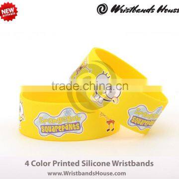 4 color printed child liked wristbands| 4 color child liked printed bands | 4 color printed silicone bracelet