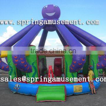 2015 Latest hot sale inflatable bouncy castle with Octopus, inflatable toys