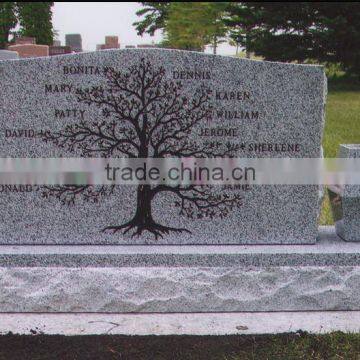 tree carved upright headstone