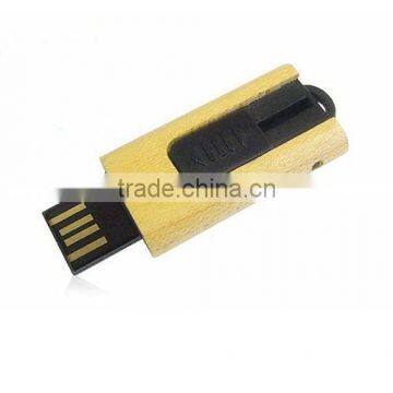 wooden material retractable usb flash drive for business gift