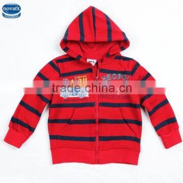 (A3205)Red 2-6Y Nova kids clothes stripe kids zipper hoodie jacket children boys hoodie wholesale kids apparel