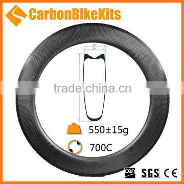 CarbonBikeKits 25mm wide 80mm deep U shape dimple carbon rims tubular for 700c bike