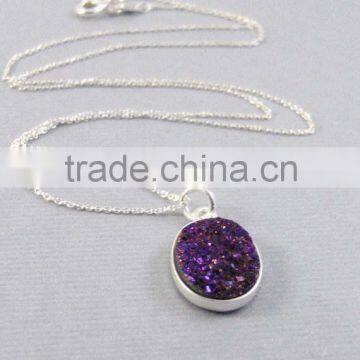 Sterling Silver Druzy Gemstone Necklace photo-2