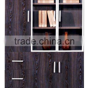 bookcase with glass door for office ues filing cabinet melamine material