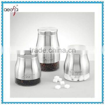 fashional skin decorative glass condiment jar spice bottles with metal lids