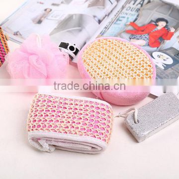 OEM a set of colorful plastic mesh bath sponge and bath ball with beautiful package can as gift