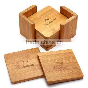 2016 new products handmade custom personalized square bamboo coaste