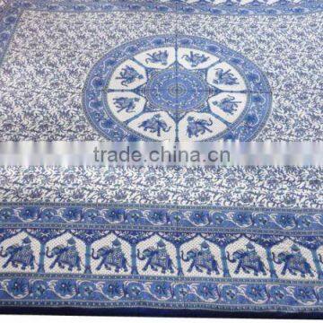 RTBS-5 Rajasthani Traditional Printed Elephant Queen Size Royal Look Bedsheet Home Bed Spread Mandala Handwork From Jaipur