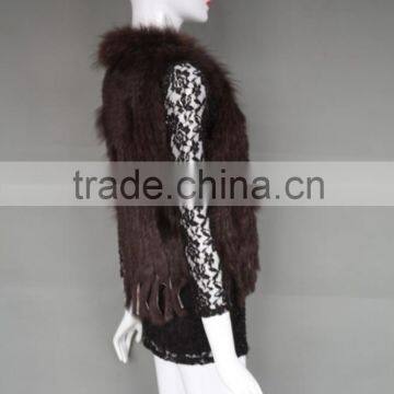 Fashion Knitted Poncho Pattern Rabbit Fur Vest Fashion Ladies Shawl