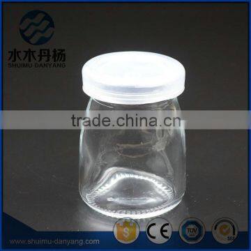 100ml Clear glass Yogurt jar glass pudding bottles with plastic cap