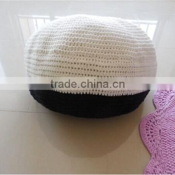 Crochet Cotton Knitted pouf , knitted pouf ottoman, crochet ottomans and pouf