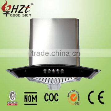 Best price Hot Sales Curved Glass 90cm Push Button Island Range Hood