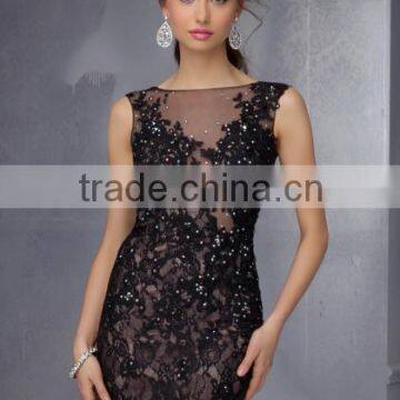 (MY9296) MARRY YOU Sexy Sleeveless Lace Beaading Red Design One Piece Party Dress photo-2