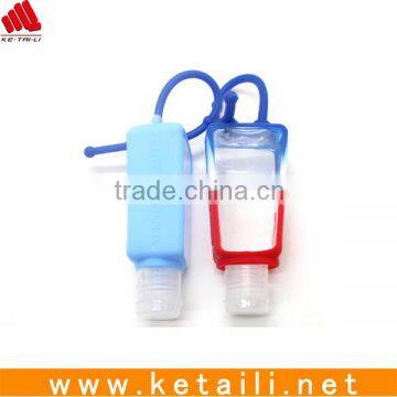 Portable silicone sanitizer holder, silicone sanitizer bottle holder sleeve