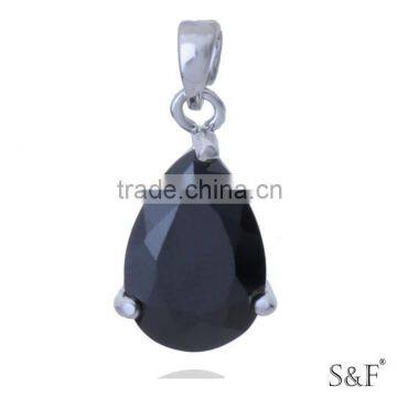 q8881873 European Gold Plated Black Pear Shaped Pendant