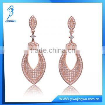 Cubic SS Rose Plated Micro Pave Open Teardrop Earrings