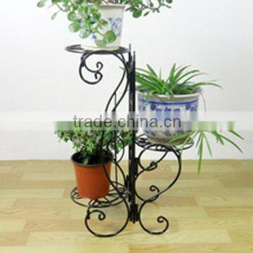 Folding Corner Bakers Rack Four Shelves - Black Wrought Iron Corner Shelf photo-3