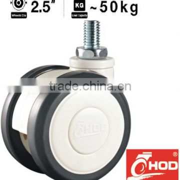 H9 Series Threaded Medical Caster Derlin Bearing 63mm PU wheel