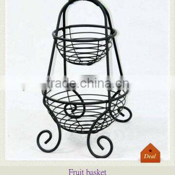 2 Tier iron swirl round fruit basket