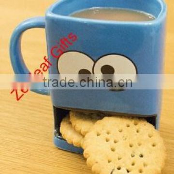 coffee mug with cookie holder, ceramic biscuit mug, mug with the cookie space coffee mugs