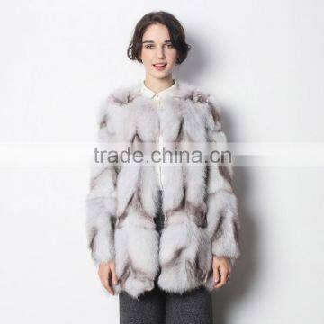 Factory Direct Sale Natural Silver Color Fox Fur Coat for Fashion Women